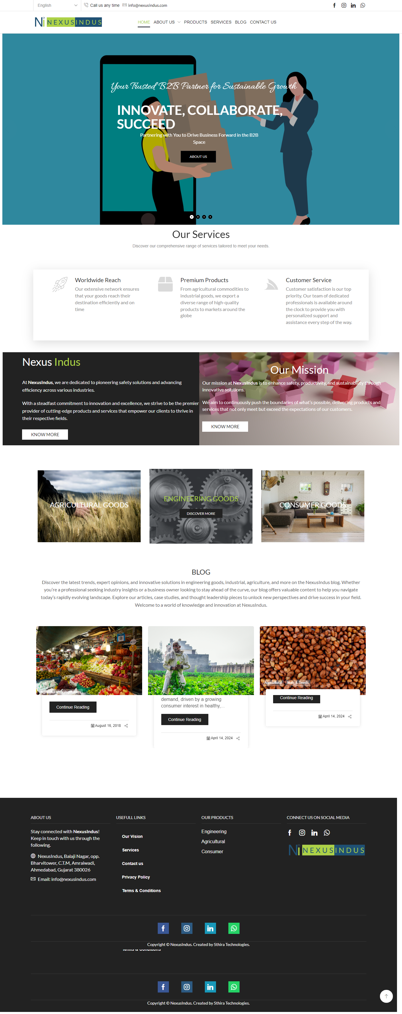 NexusIndus export business website by Shefali Prajapati